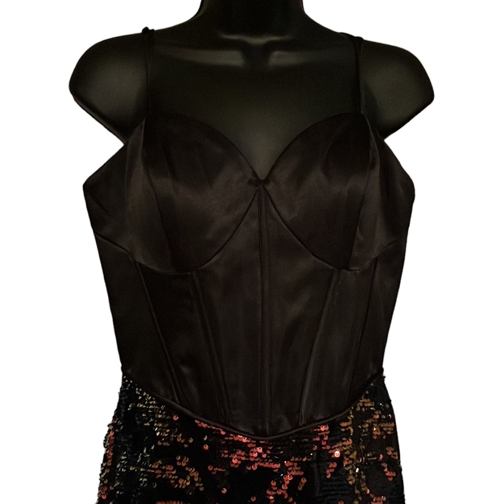 Val Stefani Black Long Sequin Dress Size 10 - Picture 4 of 6